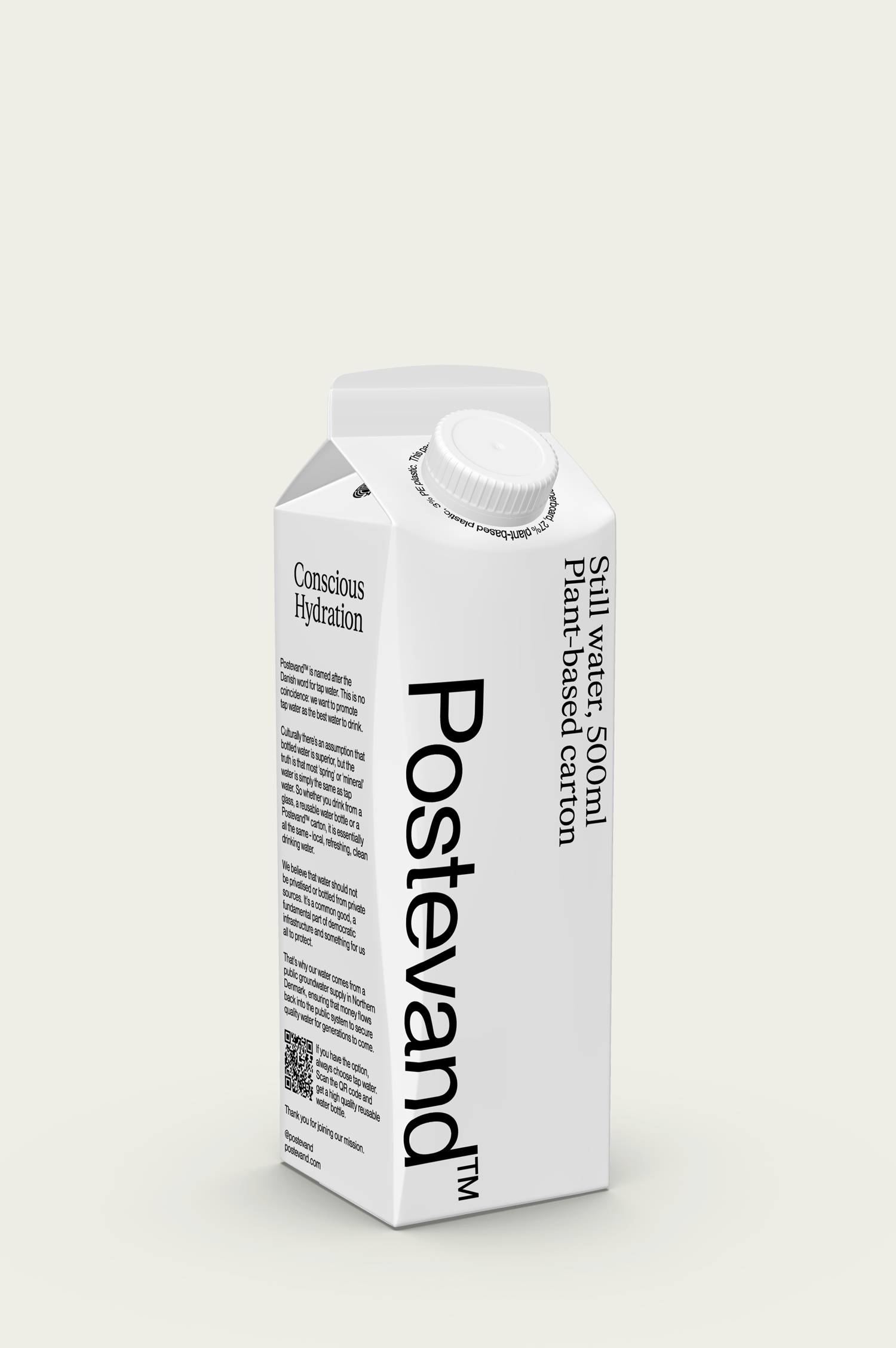 A plant-based carton of Postevand still. 