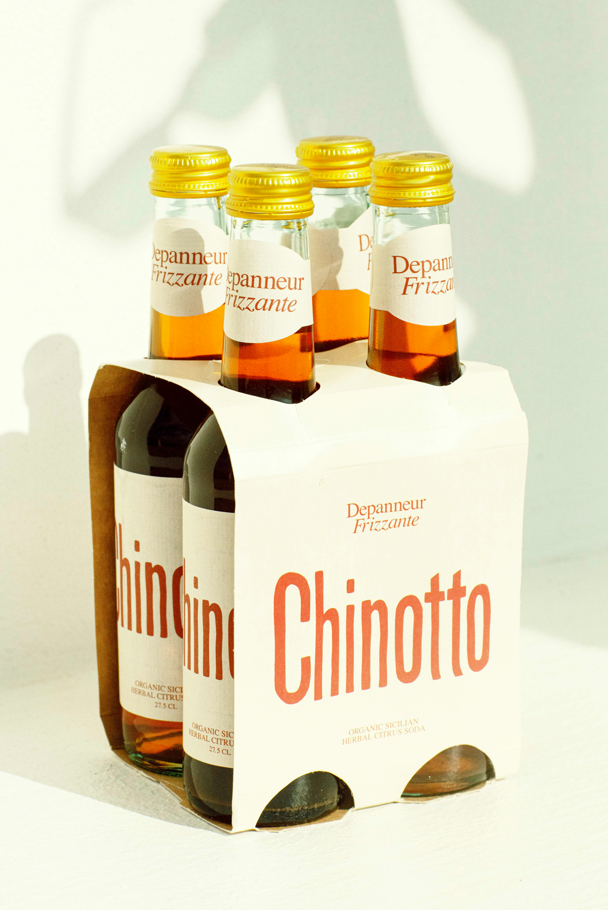 Four bottles of Chinotto Organic Sicilian Herbal Soda